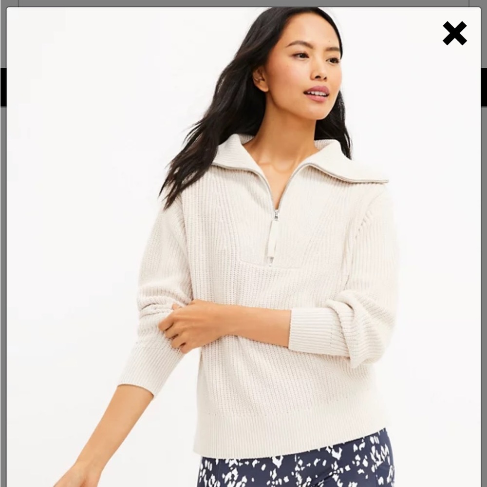 Lou & Grey Zip Neck Sweater in ivory - perfect condition size large
